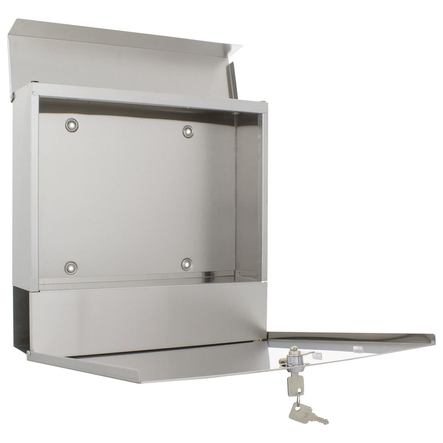 Boîte aux lettres Rottner Kensington, acier inoxydable, porte ouverte