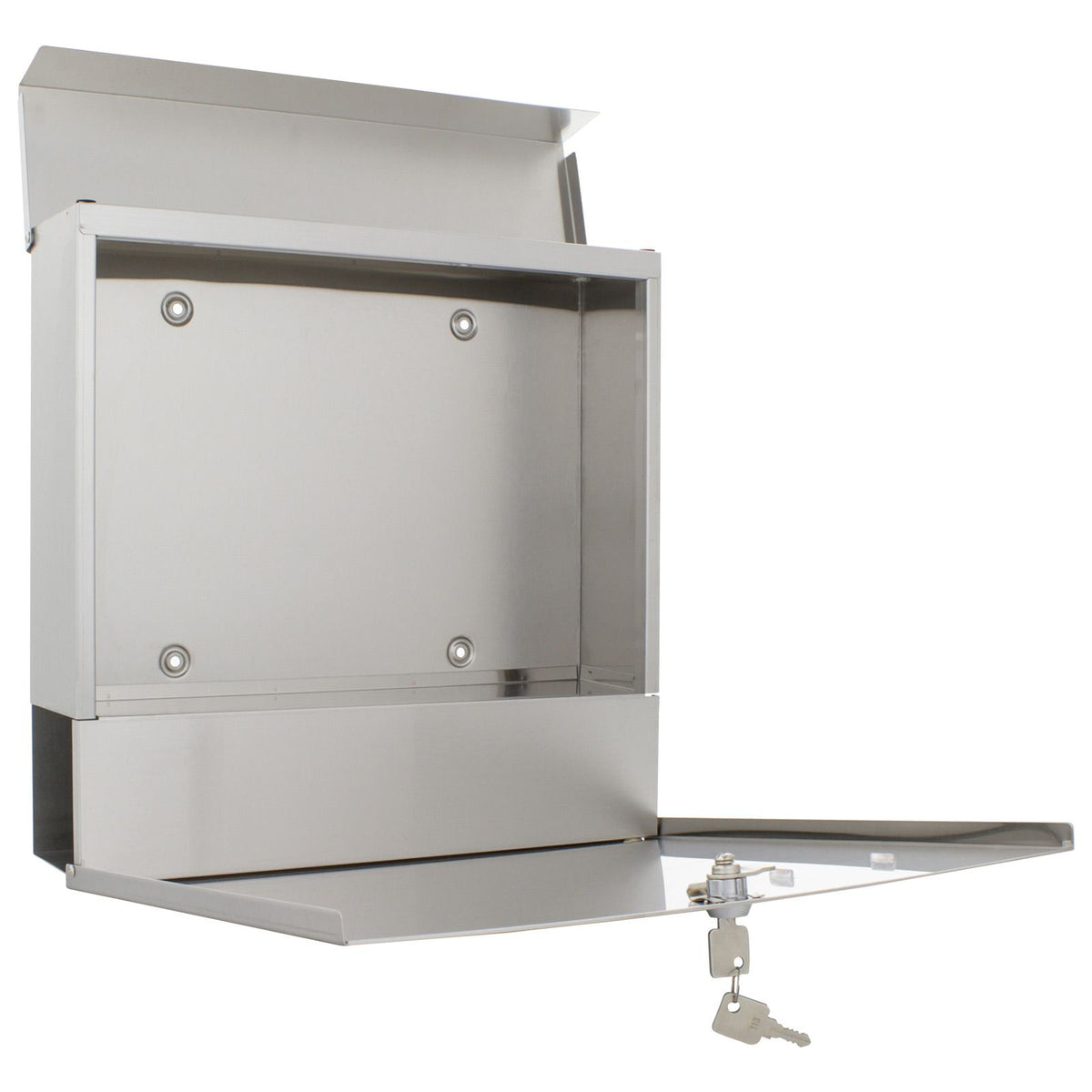 Boîte aux lettres Rottner Kensington, acier inoxydable, porte ouverte