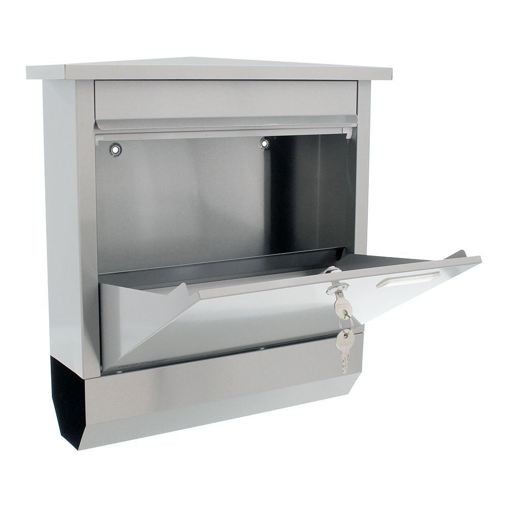 Boîte aux lettres Rottner Lettero, acier inoxydable, porte ouverte