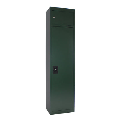 Armoire à armes Rottner Gun5 Cargo fermée, vue de face, corps vert et serrure à cylindre