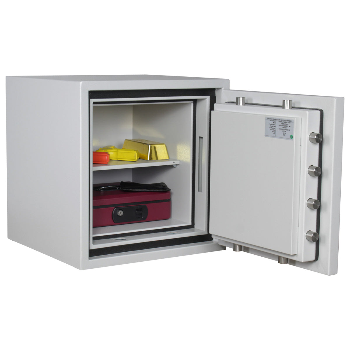 Autre exemple de contenu rangé dans les 32 litres du coffre-fort Rottner Fire Master 50