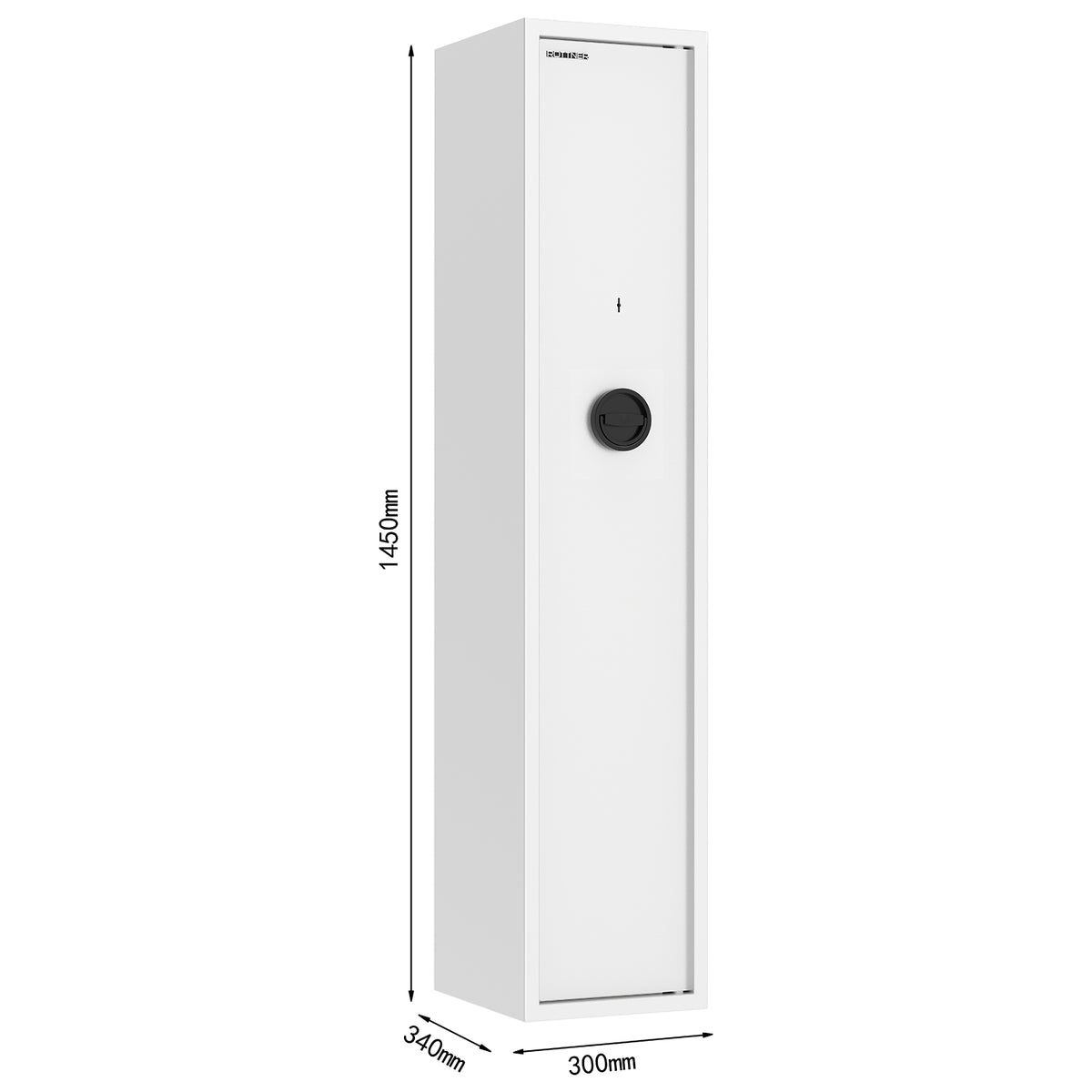 Schéma coté de l'armoire Rottner Yukon 5, dimensions extérieures et intérieures en millimètres