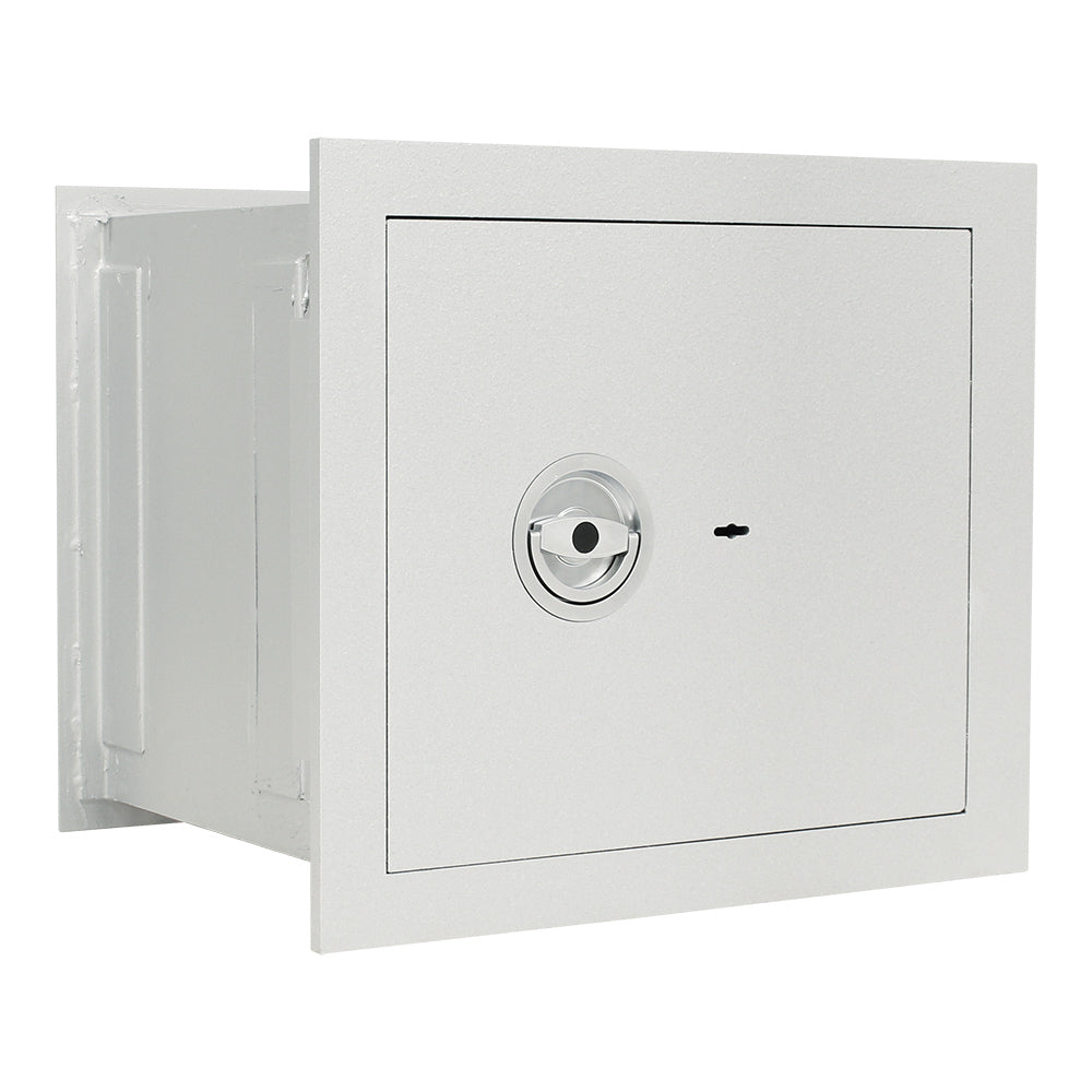 Coffre-fort à emmurer Rottner Stone Premium SE 45 fermé, vu de face, porte aluminium blanc