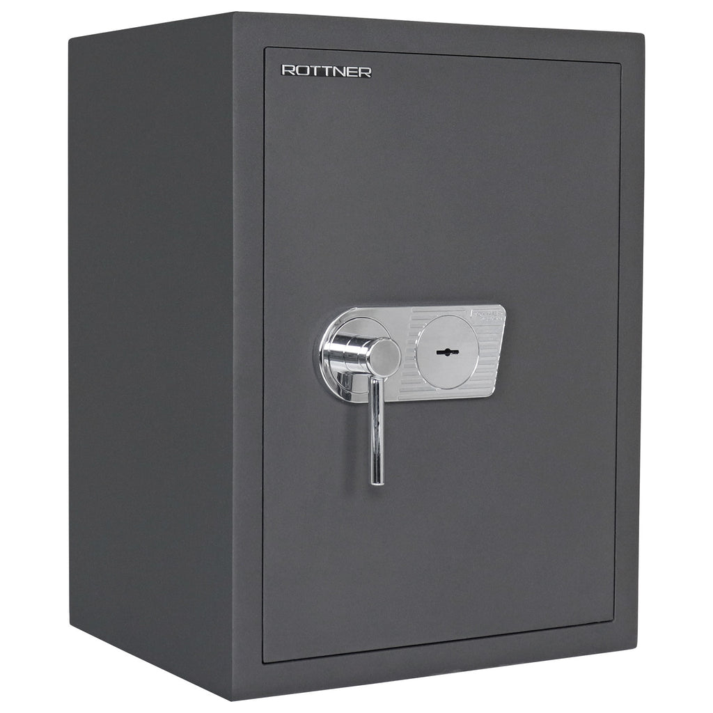 Coffre-fort Rottner Toscana 65 anthracite, vue de face, porte fermée avec sa serrure à clé