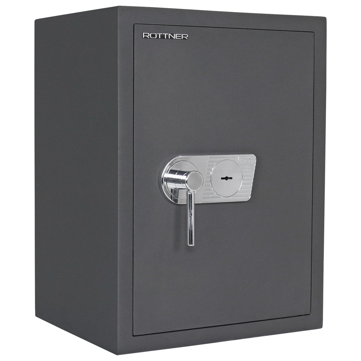 Coffre-fort Rottner Toscana 65 anthracite, vue de face, porte fermée avec sa serrure à clé
