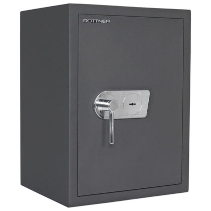Coffre-fort Rottner Toscana 65 anthracite, vue de face, porte fermée avec sa serrure à clé